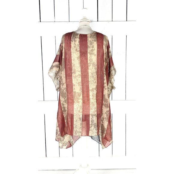 USA Patriotic American flag sheer gauzy kimono cardigan cover up - Picture 5 of 5